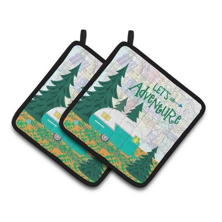 Carolines Treasures Carolines Treasures VHA3003PTHD Lets Adventure Glamping Trailer Pair of Pot Holders; 7.5 x 3 x 7.5 in. VHA3003PTHD